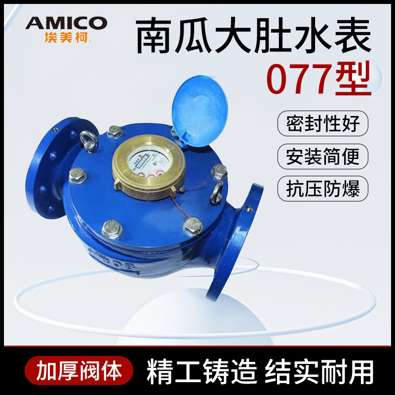 埃美柯077南瓜表3寸LXSY-E铁壳旋翼式全液封数字机械表法兰冷水表