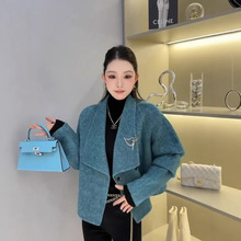 欧货双面羊绒大衣女高级感减龄小个子气质名媛百搭羊毛呢外套短款