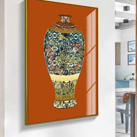 轻奢珐琅彩花瓶装饰画现代抽象瓷器大气背景墙壁箱玄关客餐厅挂画