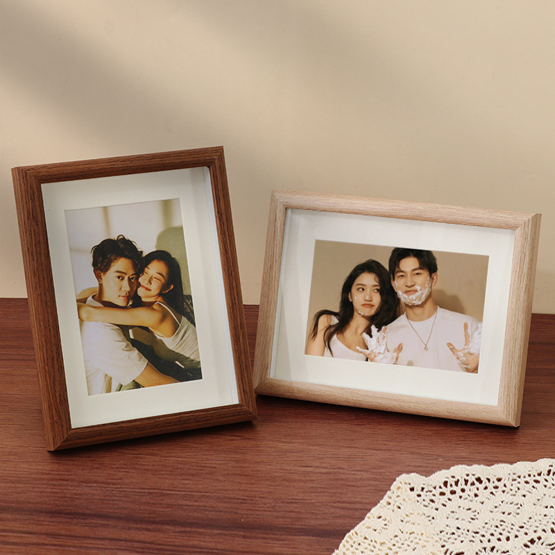Photo Frame Table Stereo Hollow Manufacturer Wholesale Wooden Wooden Picture Frame 6 Inches 7inch 8inch Scandinavian Glass