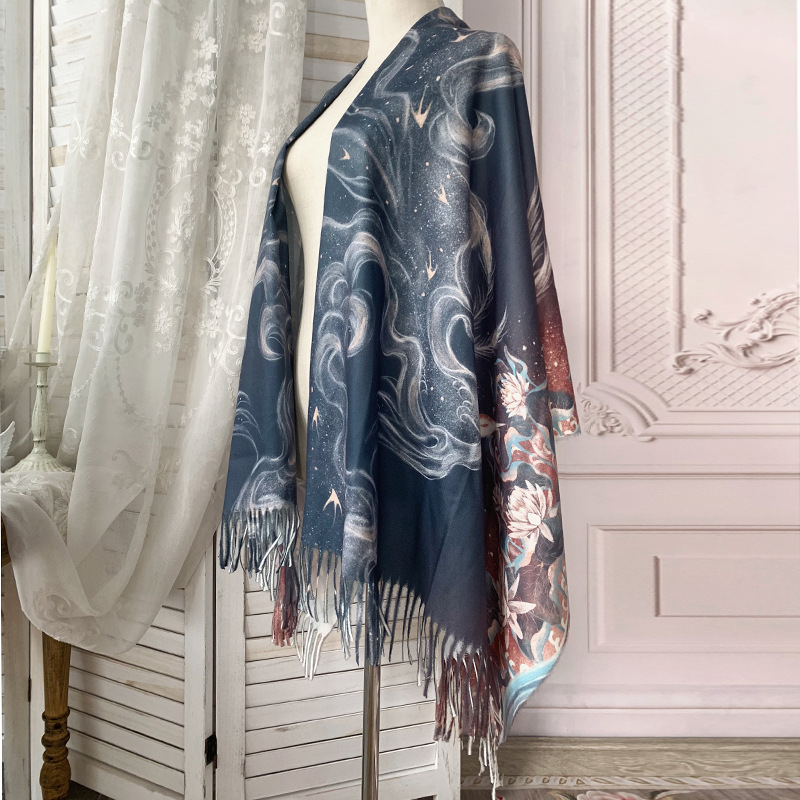 Moon Mu lolita bufandas bufandas originales otoño y invierno engrosado calentamiento bufandas de cachemira para mujeres de doble uso largo versátil