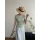 The giant of Tao Chuan is thin!! Women's Skinny Elegant Short-Sleeved Top with Swing Collar and Irregular Wood-Ear Top YL188