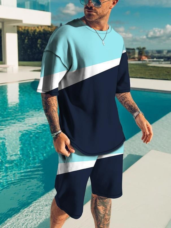 Hombre juego de cartas de verano camiseta de manga corta moda de dos piezas juego de manga corta calle impresión 3D