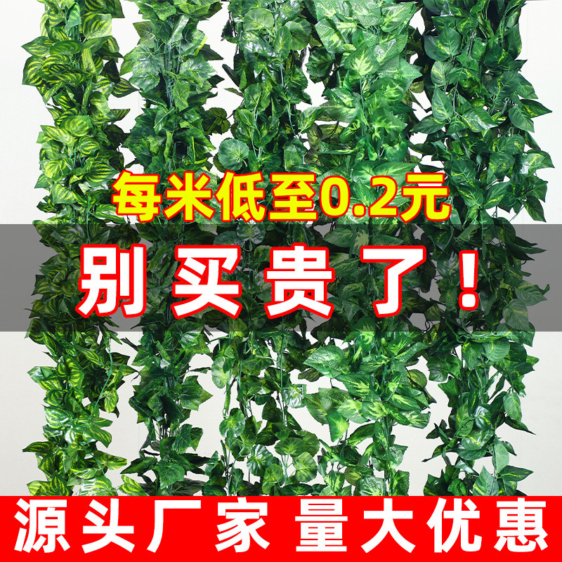 仿真藤条绿色植物藤条管道装饰遮挡绿植条店面装饰人造葡萄叶藤蔓