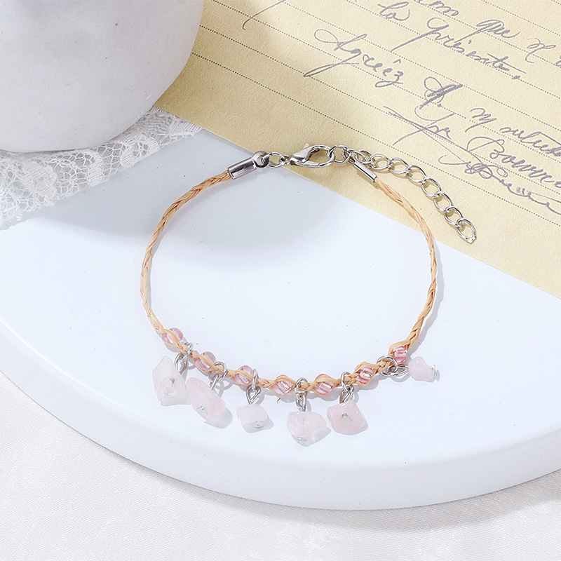 Ethnic Style Geometric Straw Knitting natural stone Bracelets