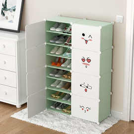 鞋架子简易多层门口结实防尘塑料多功能宿舍小型窄小带门网红折叠