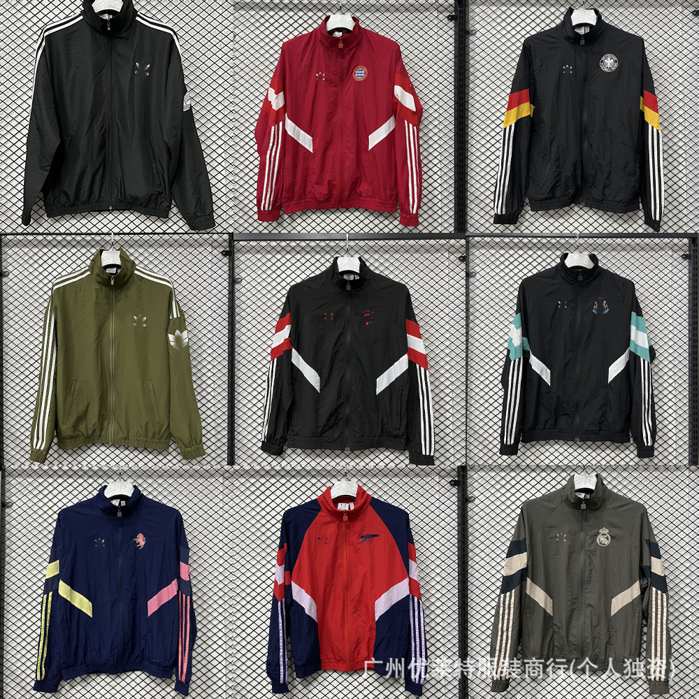New Trendy Foreign Trade Brand Waterproof Zip Jacket American Style Real Madrid Bayern Munich Newcastle Unisex Windbreaker Soccer Jersey
