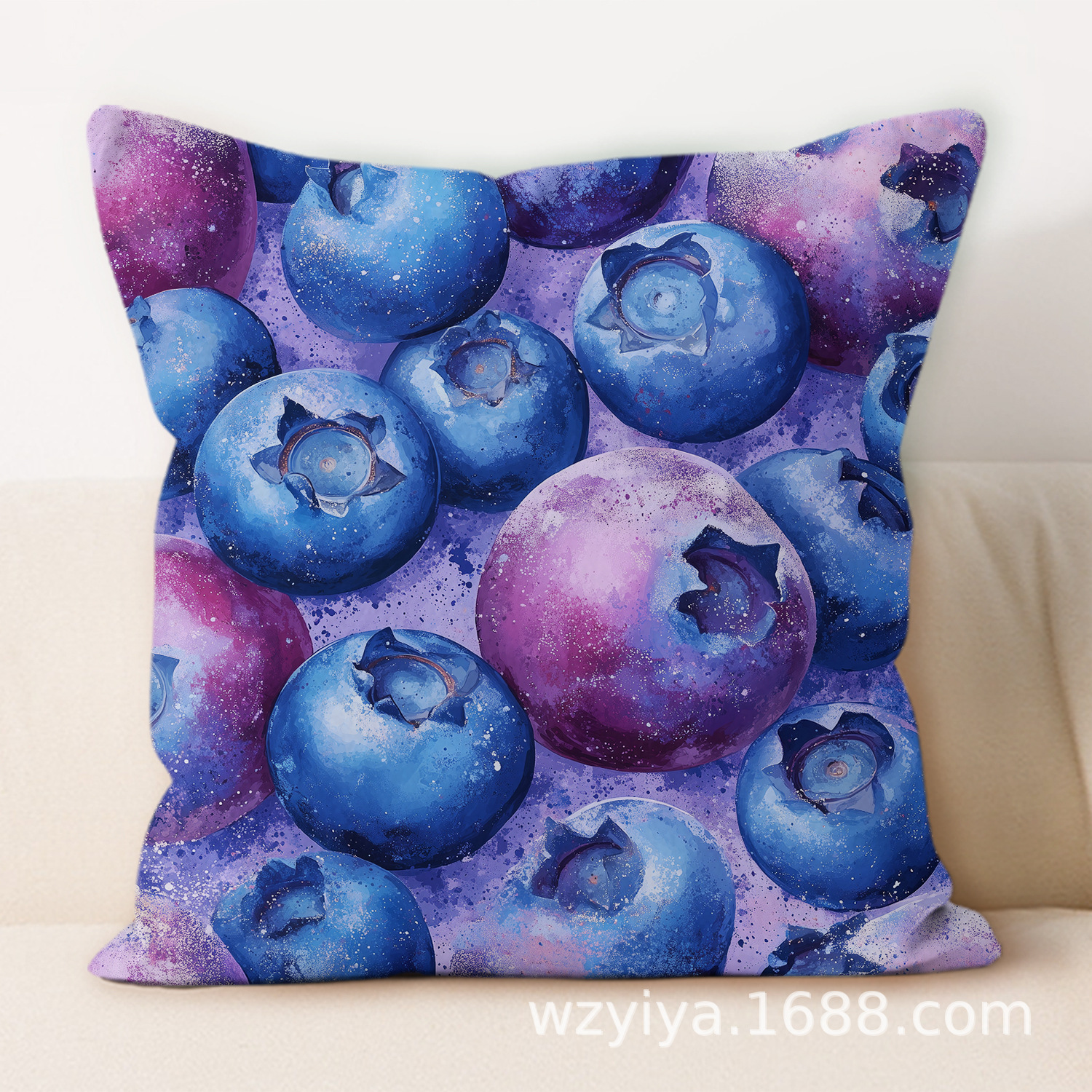 Frutas estampadas almohada acuarela moderna cuadrada sala de estar sofá dormitorio cabezal de cama almohada funda sin núcleo cojín