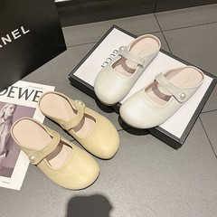 包頭半拖鞋女夏季外穿2023新款百搭休閒平底涼拖
