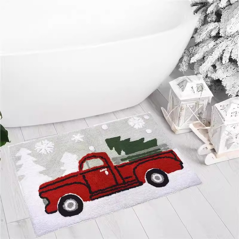 Navidad transfronteriza comercio exterior imitación almohadilla de cachemir lindo dibujos animados almohadilla de baño absorción de agua almohadilla de suelo antisucio