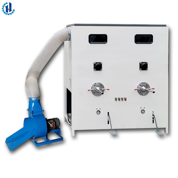 Máquina de llenado de almohada de doble puerto máquina de llenado de juguete Guangdong muñeca máquina de llenado de algodón exportación