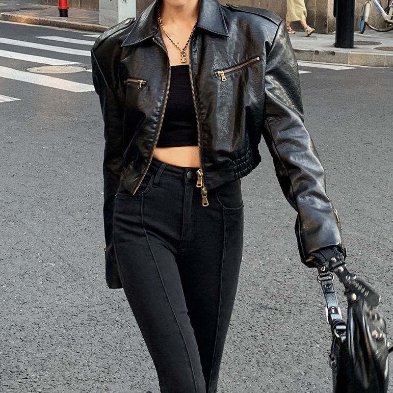 3105 Genuine Leather Short Leather Jacket for Small People Autumn and Winter New Retro Long-Sleeved Waxed Cowhide Luxury Jacket 3105 Genuine Leather Short Leather Jacket for Small People Autumn and Winter New Retro Long-Sleeved Waxed Cowhide Luxury Jacket