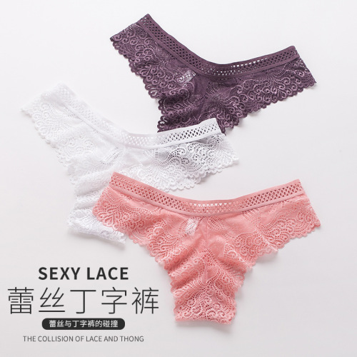 Foreign trade bikini lace thong female temptation sexy girls underwear hollow lace women's briefs 6406