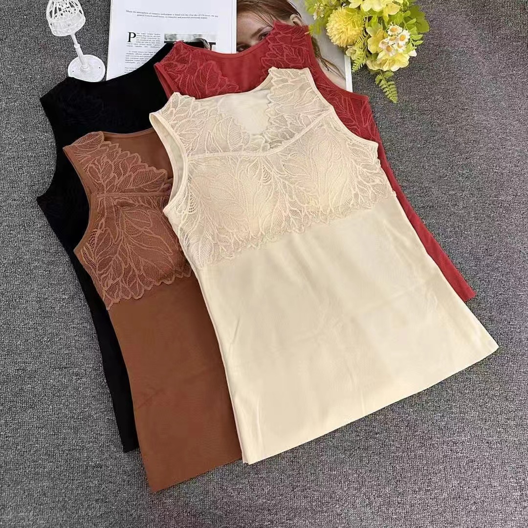 Nuevo chaleco de terciopelo de terciopelo caliente, super elástico, cómodo y cálido con almohadilla de pecho, camisa interior sin marcas gruesas