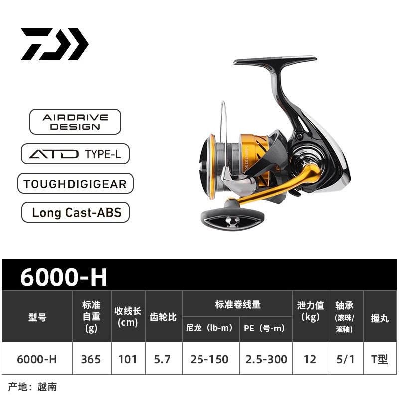 Вращающееся катушка (DAIWA) Revros LT/CS — легкая дальнобойная конструкция, размеры 1000–6000