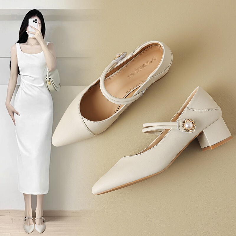 ZHR is fashionable French shallow mouth temperament thick heel Mary Jane single shoes women's 2024 spring and autumn new all-match women's shoes
