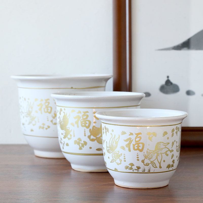 陶瓷花盆家用客厅大口径白色陶土花瓶种发财树君子兰花盆处理