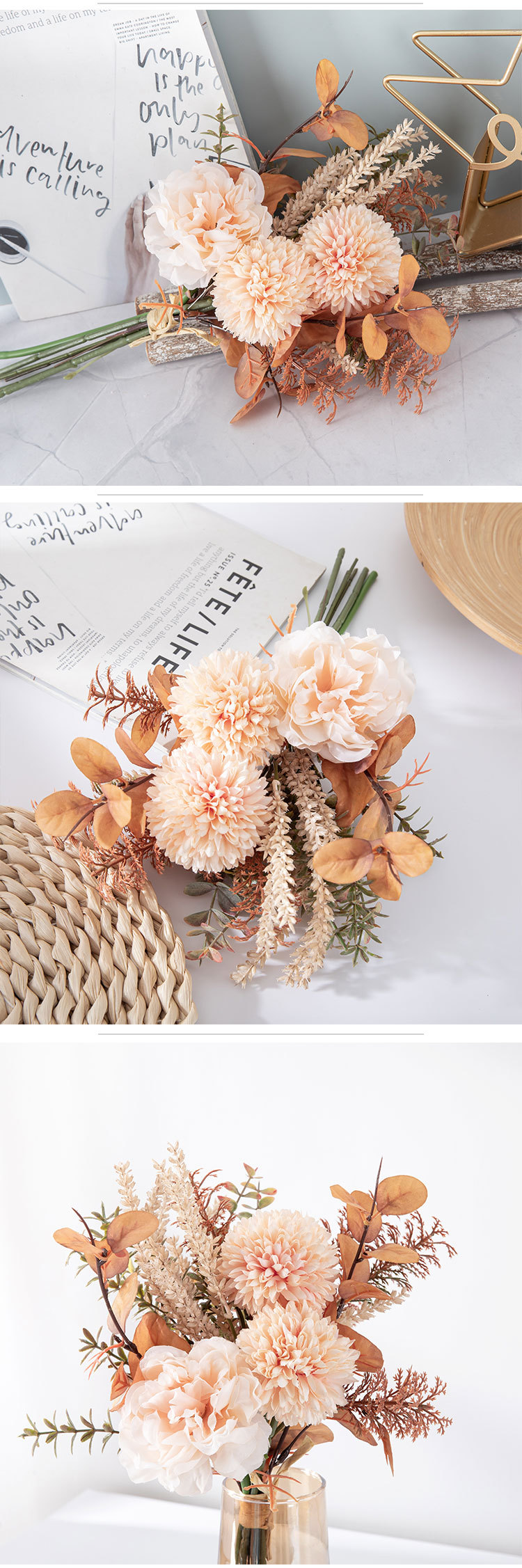 Artificial Flower Bouquet Wedding Decoration Wall Hanging_voghion.com