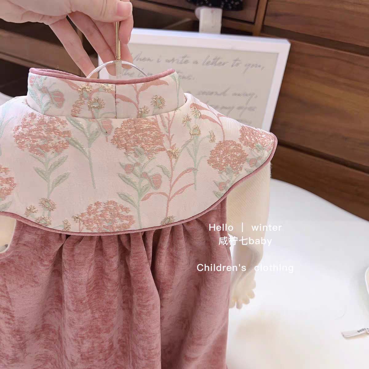 Qiqibaby vestido de Año Nuevo cheongsam niña nuevo estilo nacional 2023 bebé hombro de nube de Año Nuevo vestido de Año Nuevo