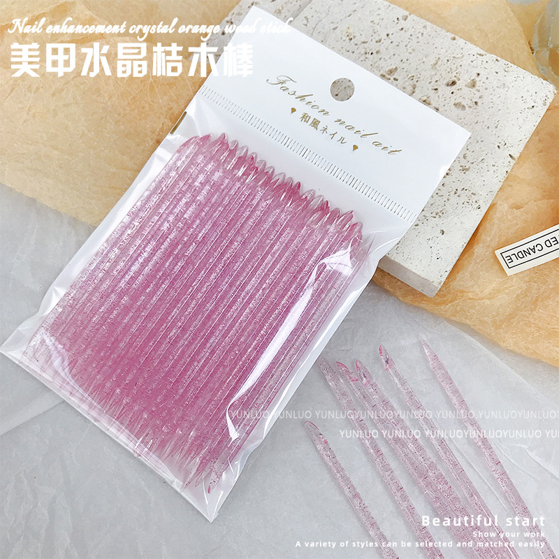 美甲桔木棒水晶點鑽取膠壓花棒雙頭雕花櫸木棒清潔去死皮推工具