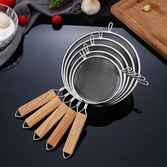 不鏽鋼木柄雙耳油炸撈勺家用廚房大號漏勺撈麵網漏果汁豆漿過濾網