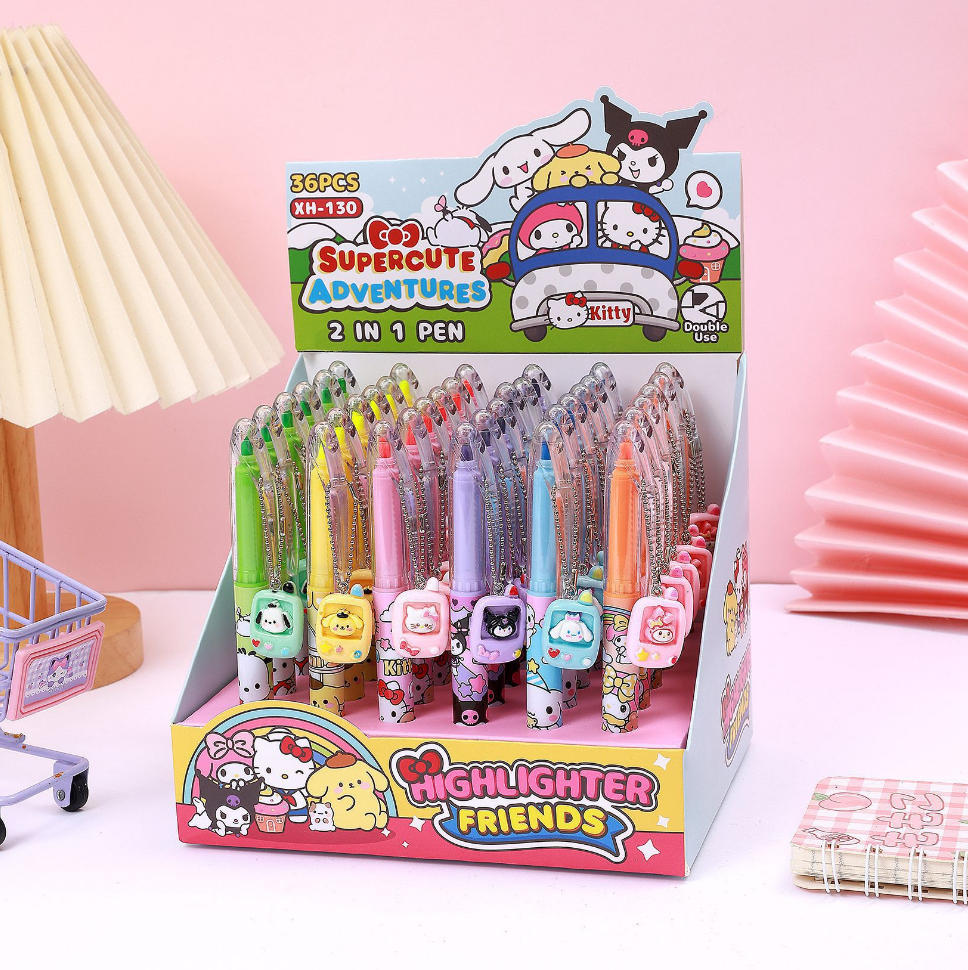 Navidad de doble cabeza bolígrafo neutro resaltador de dibujos animados Santa Claus reno vacaciones pequeños regalos de alto valor colgante bolígrafo de agua