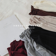 韩系甜美温柔半高木耳领打底衫女士秋冬新款基础叠穿舒适好搭上衣