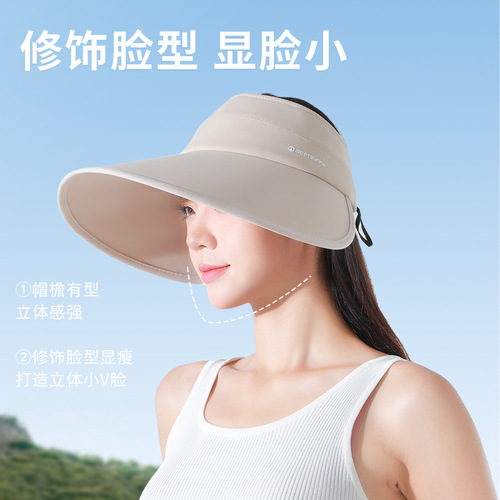 MEETSUNNY summer anti-UV sun hat women's sun hat empty top sun hat large brim shell hat