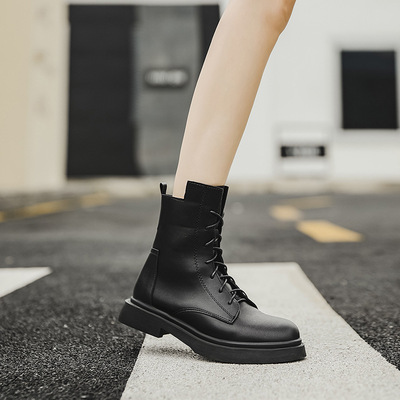 戈美妮 2021秋冬新款马丁靴女白色靴子低筒短靴 8010-2|ms