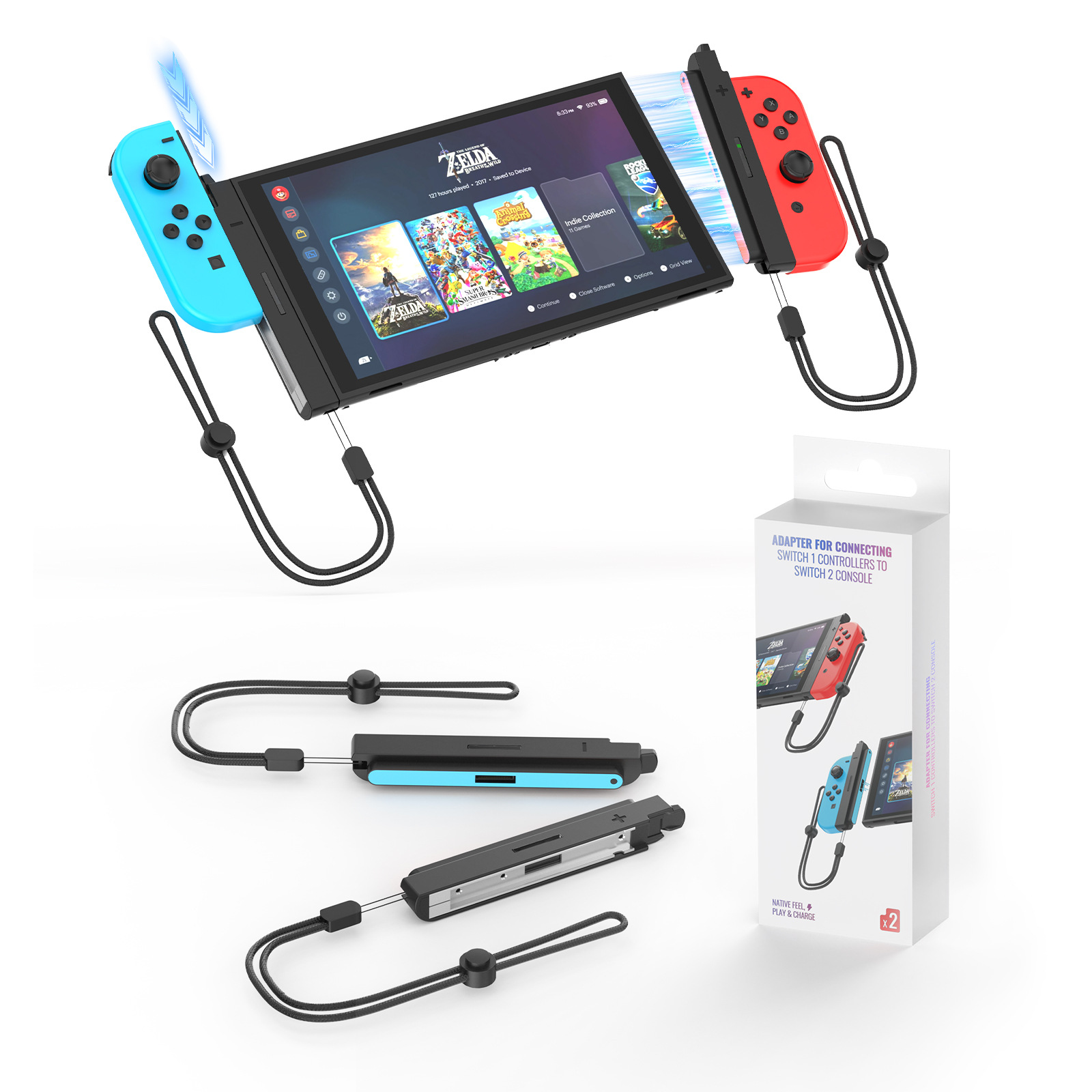 JYSSwitch一代手柄转Switch2主机转接器JOYCON手柄连接器可充电款