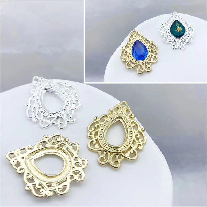 Popular online celebrity alloy water drop lace hollow jewelry decorative buckle antique DIY bracelet necklace clothing accessories