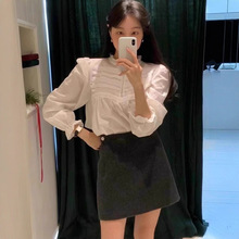 2024【现货】韩东大门冬季新款th*Barnnet高腰A字100羊毛短裙女