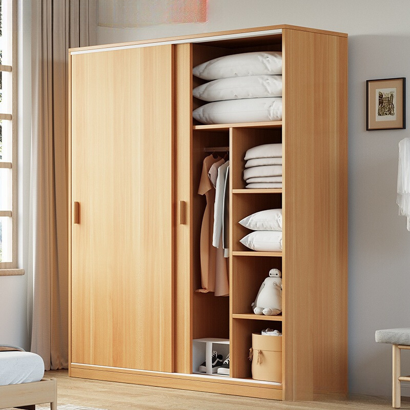 Sliding Door Wardrobe Home Bedroom Simple Assembly Rental Wardrobe Storage Economical Small Wooden Children's Cabinet