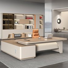 老板桌大班台简约轻奢总裁办公桌椅组合烤漆总经理办公室桌子