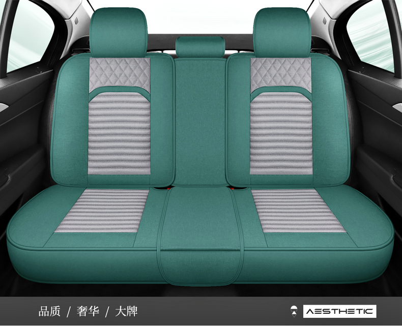 New car seat cushion, full-coverage linen seat cover, universal fabric seat cushion for all seasons, non-removable breathable seat cover