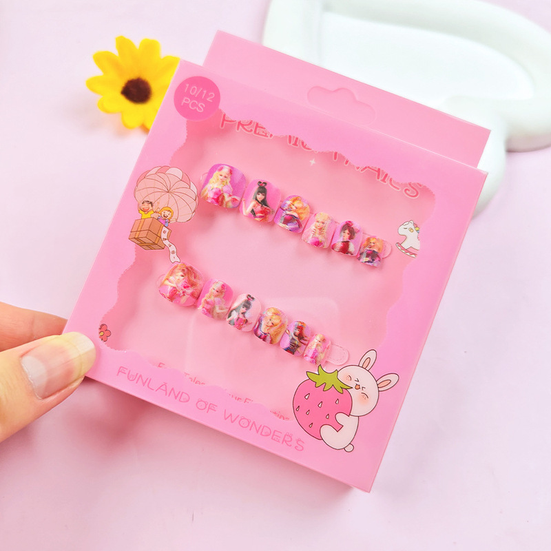 Dreamy Cartoon Cute Children's Nail Stickers, 10 Pieces Student Nail Art Nail Pieces, Sweet and Brightening Nail Stickers Mixed Batch