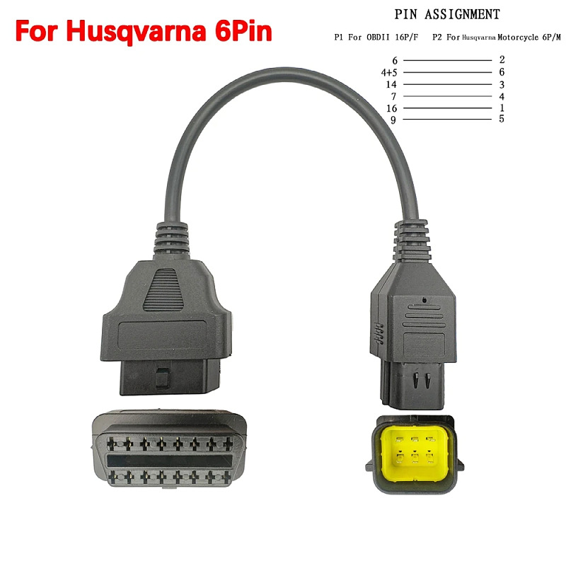 For Husqvarna 6Pin OBD Motorcycle Diagnostic Cable OBD2