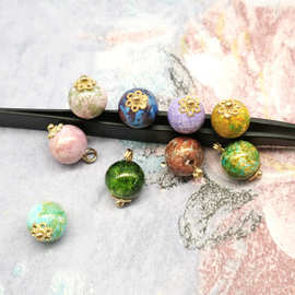 复古金属花托油画仿玉石扣新中式旗袍盘扣纽扣