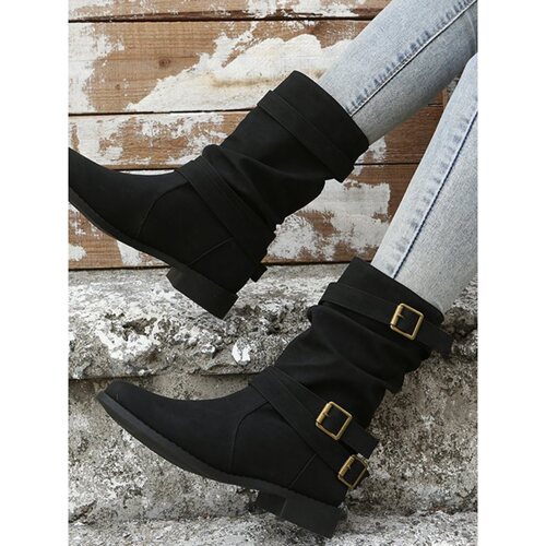 Women's short boots 2025 spring new matte leather mid-calf riding boots British style retro flat Martin boots for skirts