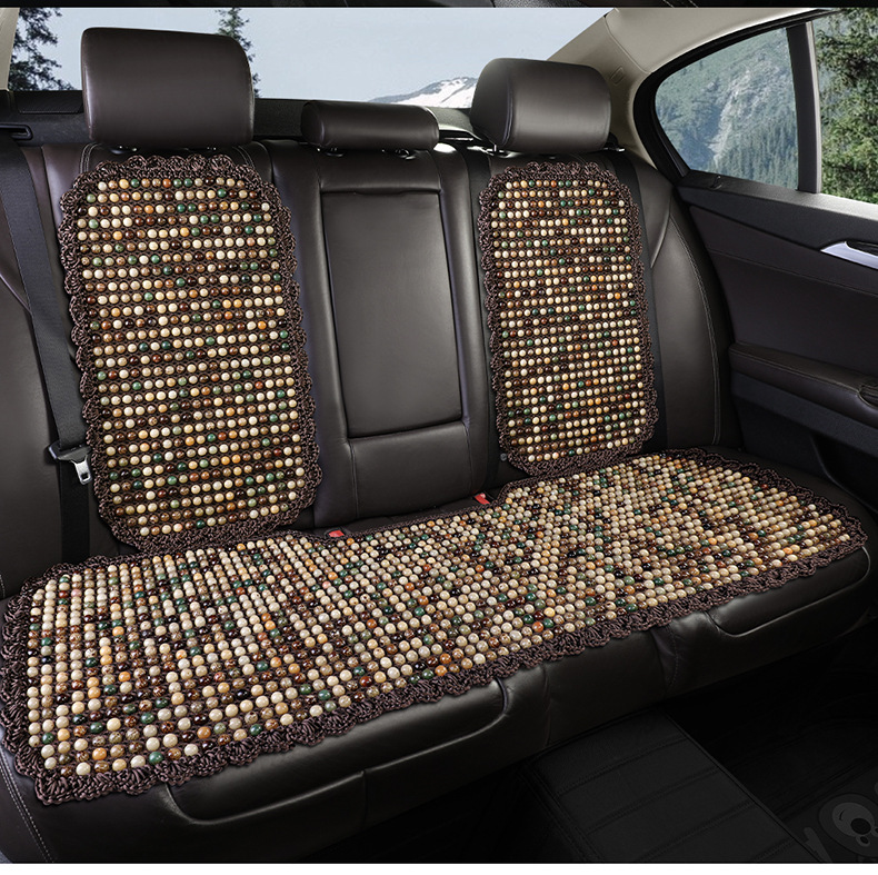 Car Seat Cushion Summer Mat Bodhi Breathable Cool Mat Ventilated Wooden Beads Three-piece Single-piece Small Man Waist Car Seat Cushion