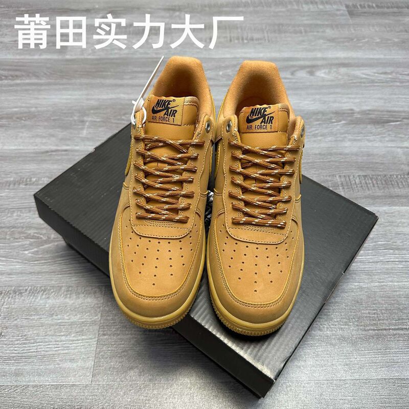 Putian Shoes Pure Original Shoes High Version Sneakers Small White Shoes Wholesale Air Force One Af1 Wheat Color Black Warrior Low Top