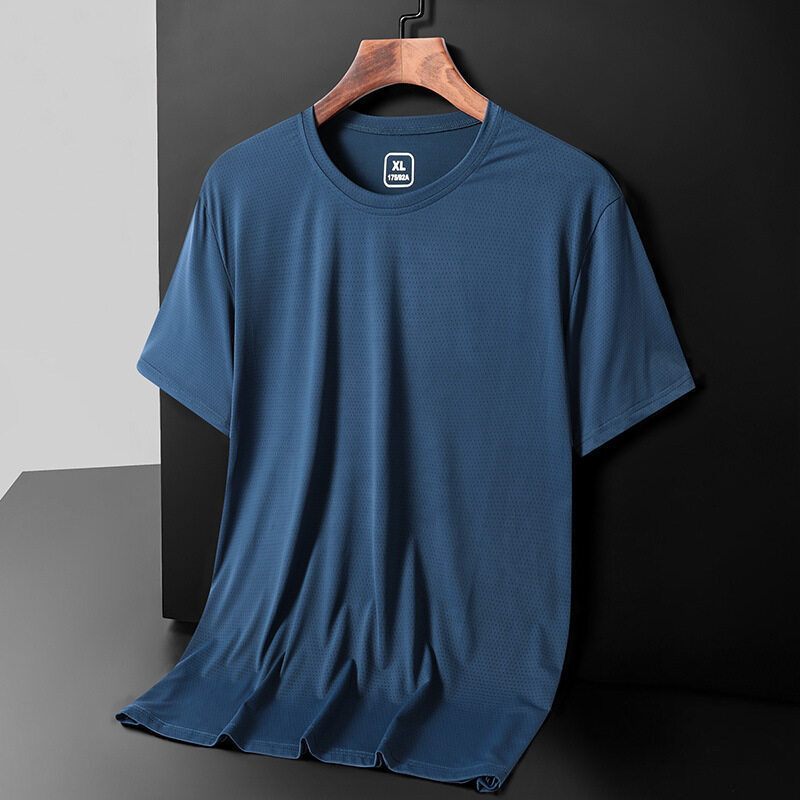 Summer thin quick-drying clothes men's solid color round neck short-sleeved T-shirt loose all-match top workout clothes running clothes Summer thin quick-drying clothes men's solid color round neck short-sleeved T-shirt loose all-match top workout clothes running clothes