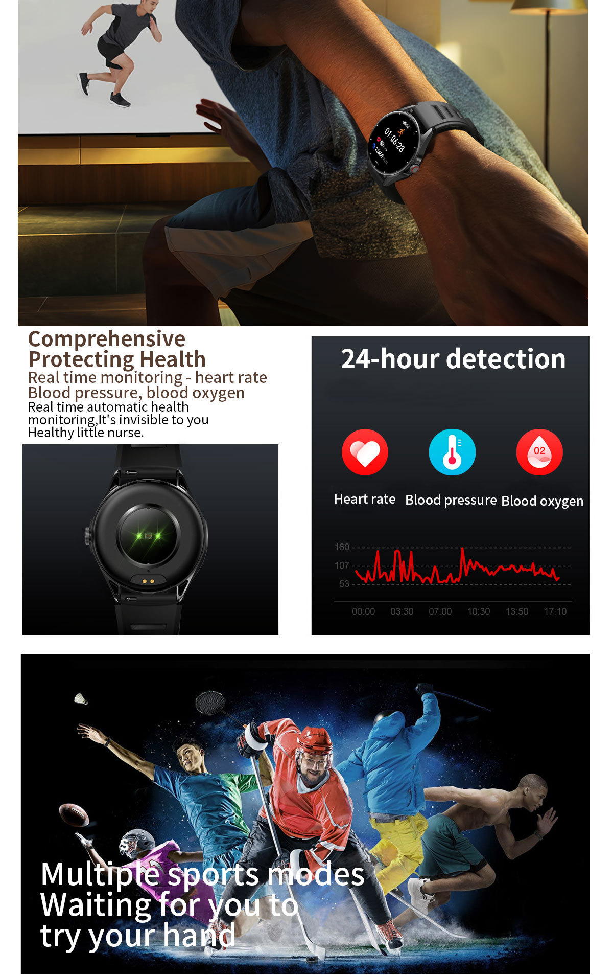 L61D smartwatch 1.43 inch Bluetooth talk heart rate blood_voghion.com