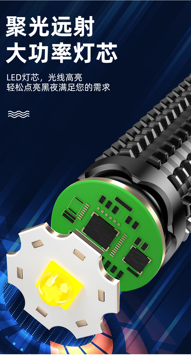 Strong Light Mace Flashlight Baseball Bat Fire Security Emergency Multi-Functional Waterproof Rechargeable Strong Light Wholesale