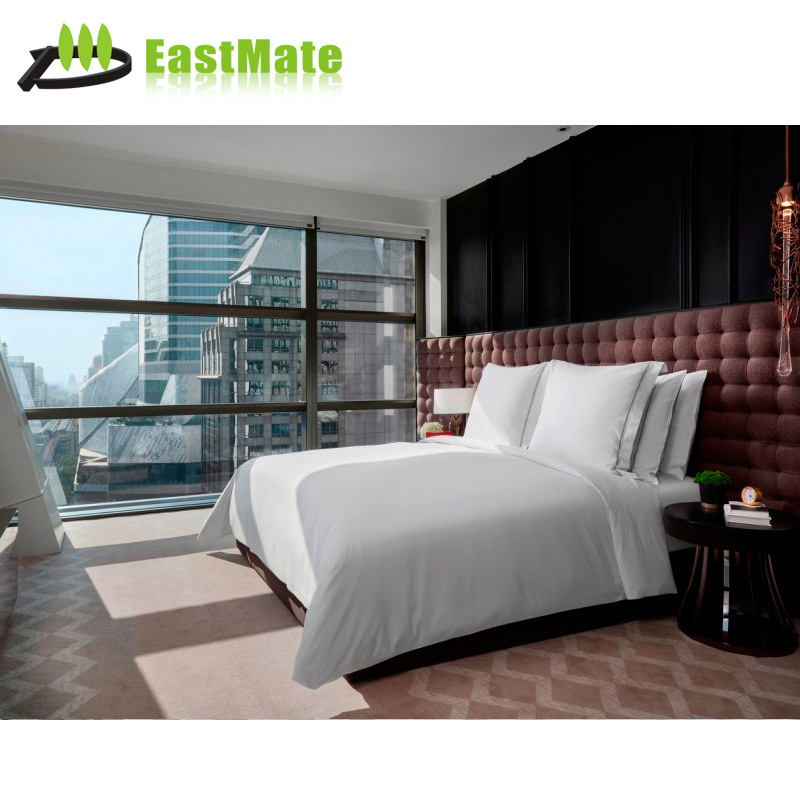 Hotel Room Furniture Modern Complete Set Standard Room Manufacturing Double Bed Wardrobe Solid Wood Bed