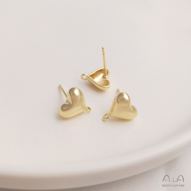 1 Pair 10 * 10mm Alloy 14K Gold Plated Heart Shape Earring Findings display picture 1