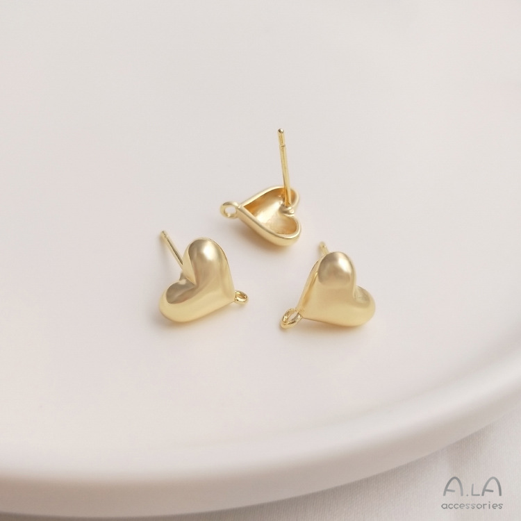 7g Weight Earring Findings Jewelry Making Type 10 * 10mm Jewelry Making Size 1 Pair 10 * 10mm Alloy 14K Gold Plated Heart Shape Earring Findings