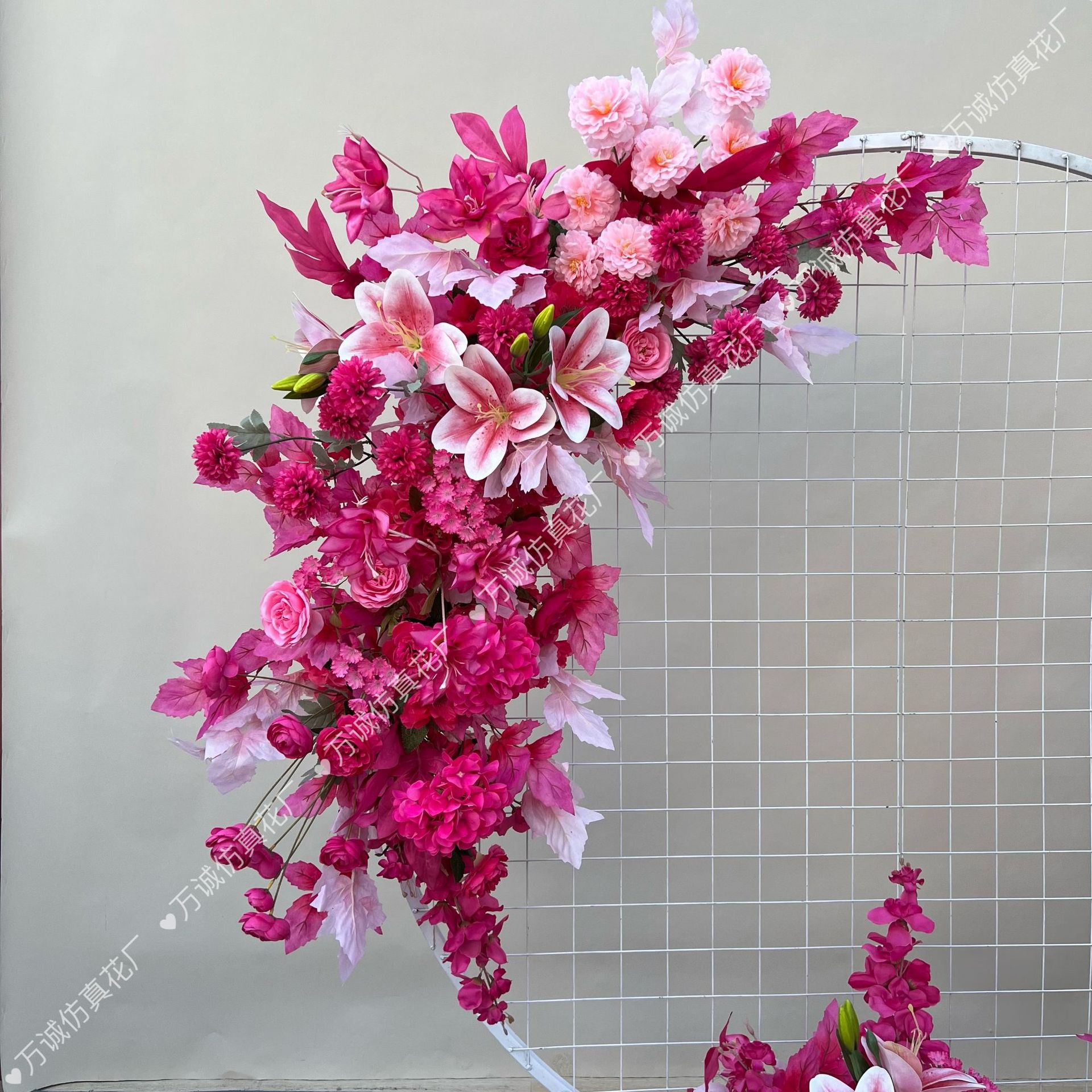 El comercio exterior de la boda flor artificial piso de la boda flor de seda apoyos de la flor de eucalipto flor artificial fila accesorios de la boda floral