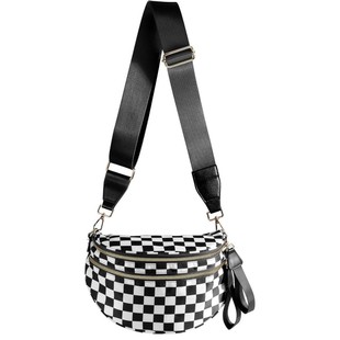 Cross-Border Large-Capacity Crossbody Backpack, Multifunctional Women's Waist Bag, Fashionable Plaid Shoulder Bag, Casual and Versatile Chest Bag