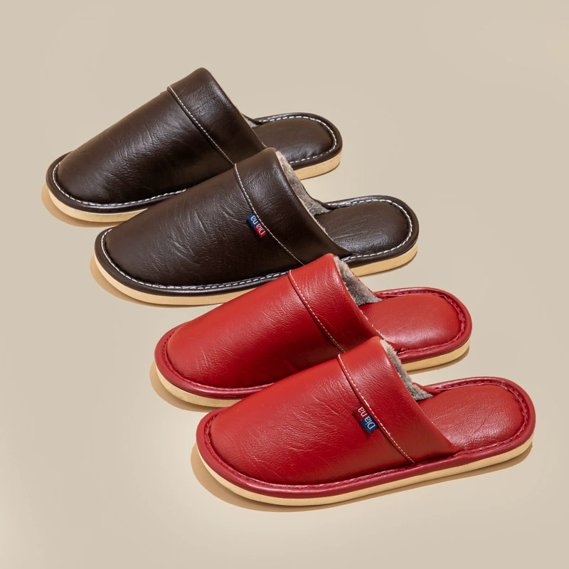 Хлопковые Тапочки женские осенне-зимние домашние теплые Нескользящие домашние Любители на толстой подошве из искусственной кожи с фабрики сразу поколение волос